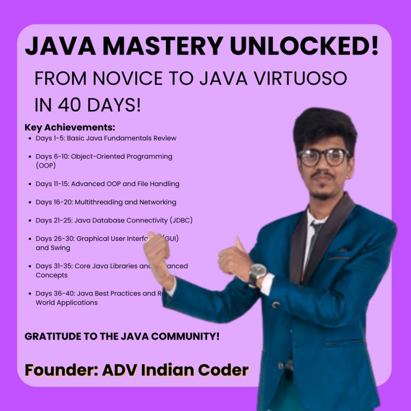 From Novice to Java Virtuoso: Conquered the 40-Day Challenge!